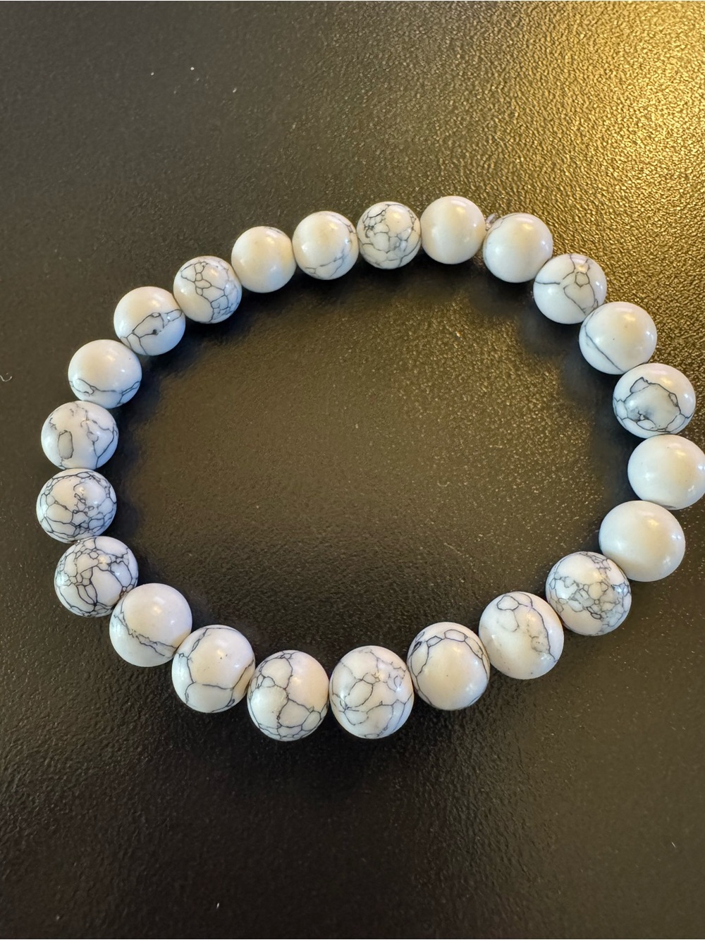 White Howlite Beaded Stretch Bracelet